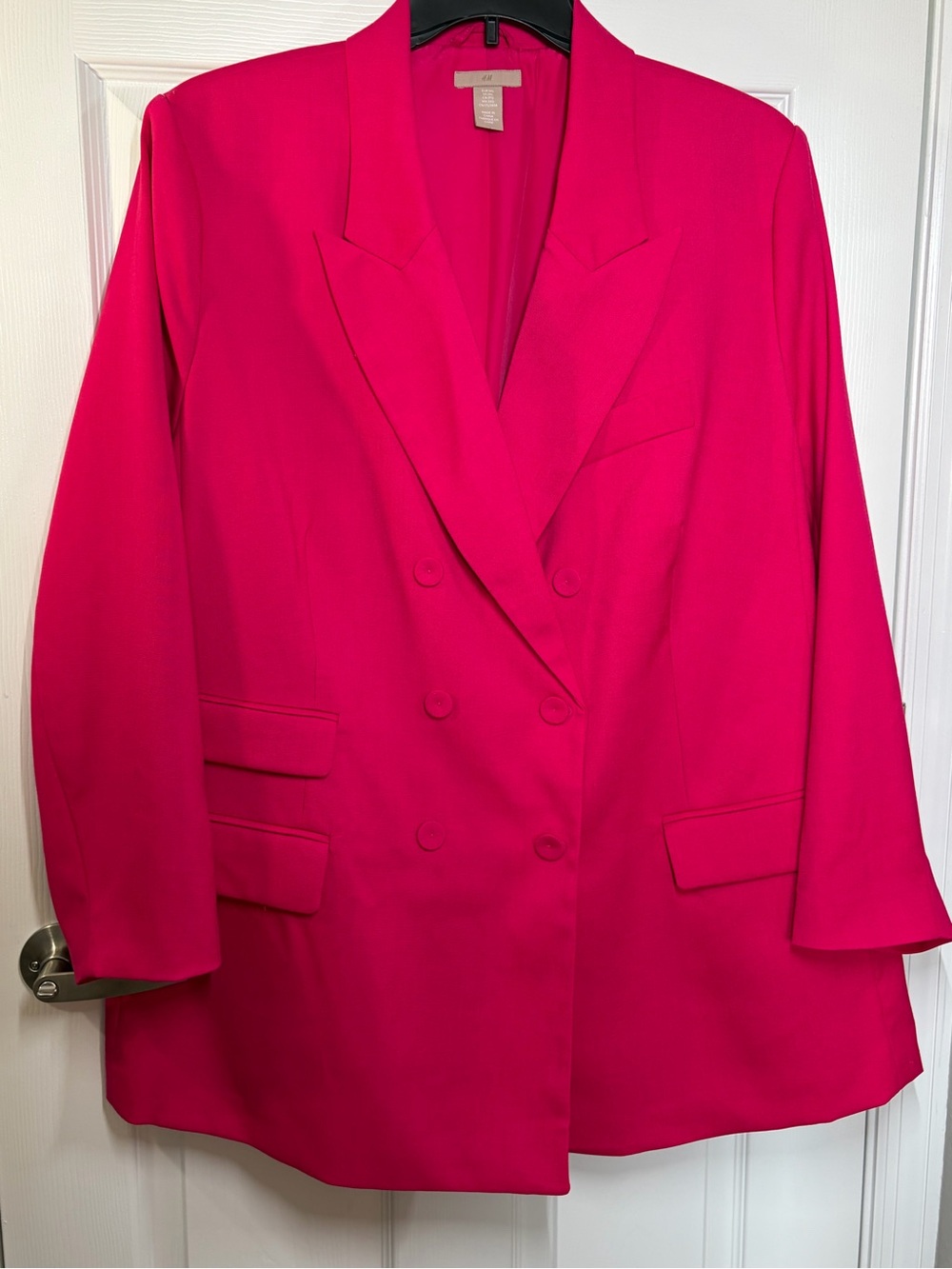 H&M Double-Breasted Bright Raspberry Blazer - Picture 2 of 9